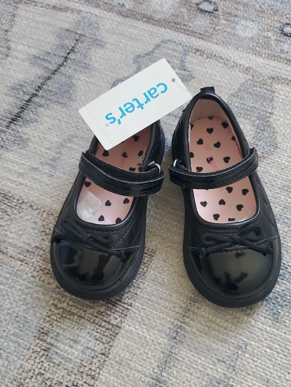 NWT Carters Black Aggie 2 Quilted Cap Toe Mary Jane Shoes Sz6